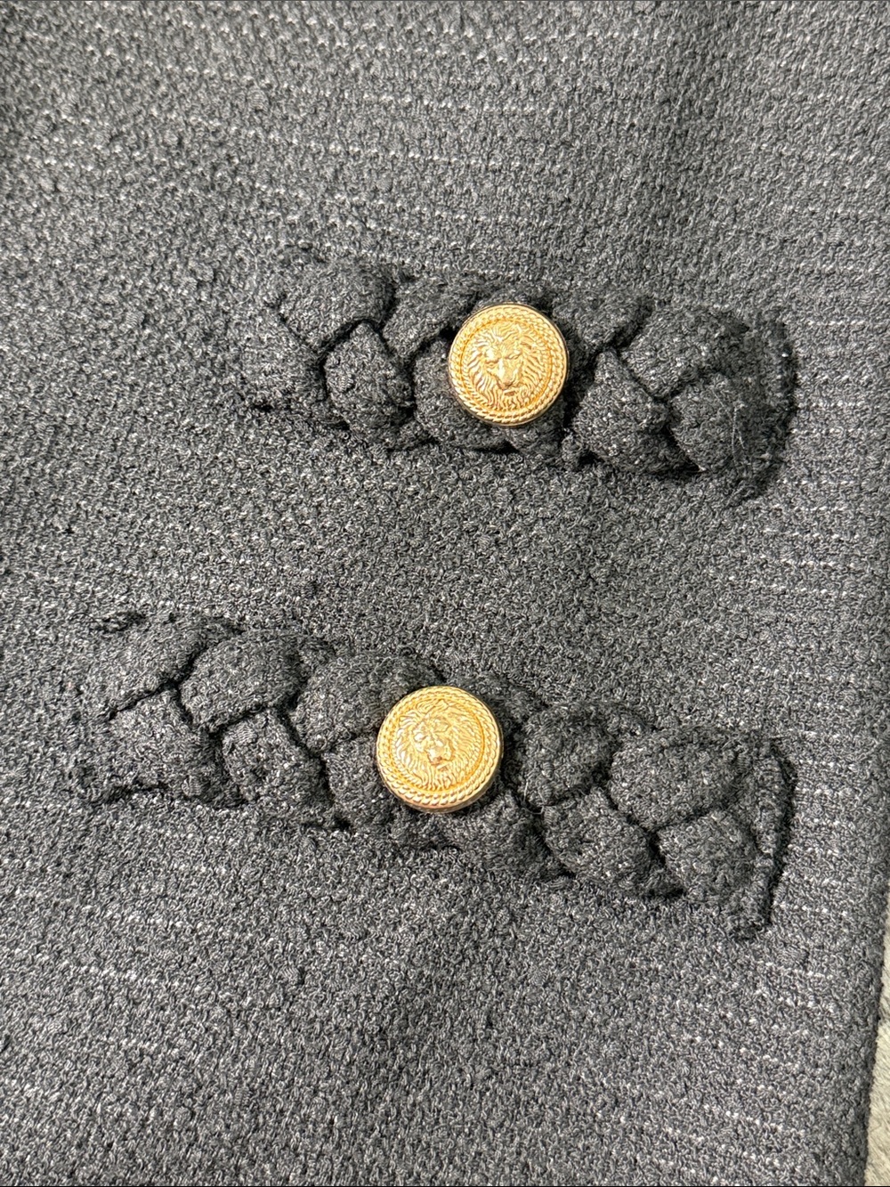 Tuckernuck Jackie Black Tweed Shift Dress Gold Buttons Size S - Picture 6 of 11